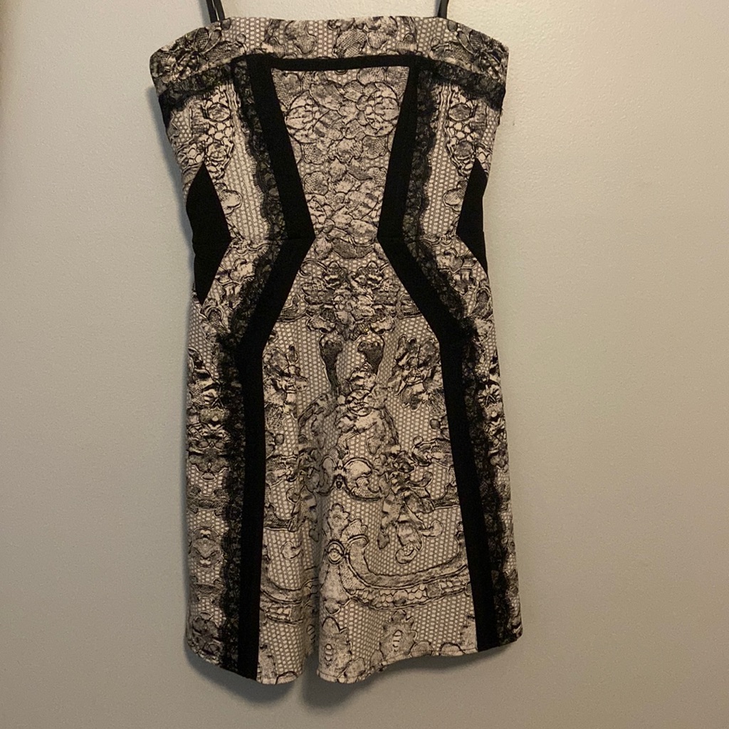 Bcbg Strapless Black And Grey Dress